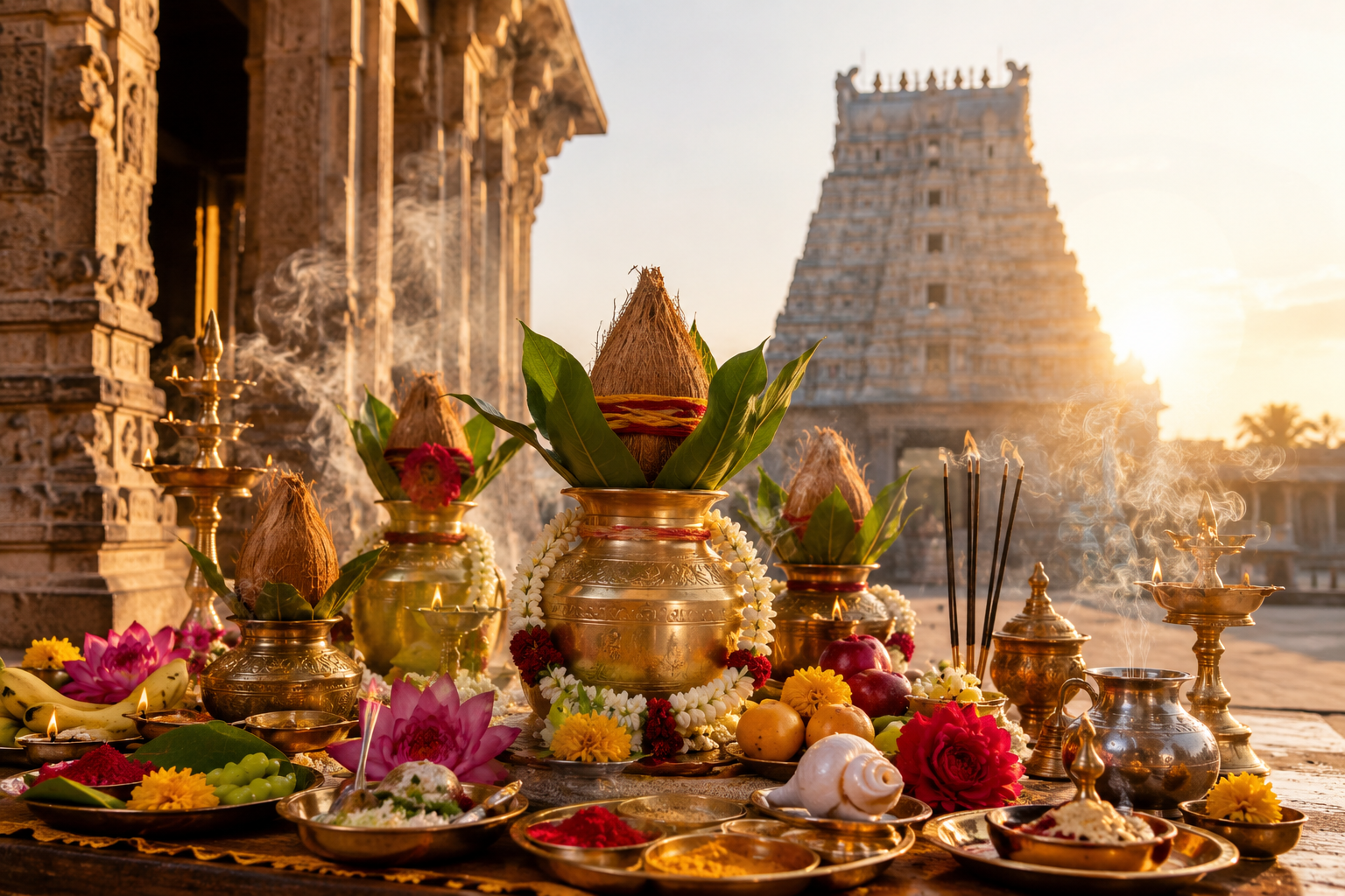Priest performing Thila Homam at Rameswaram